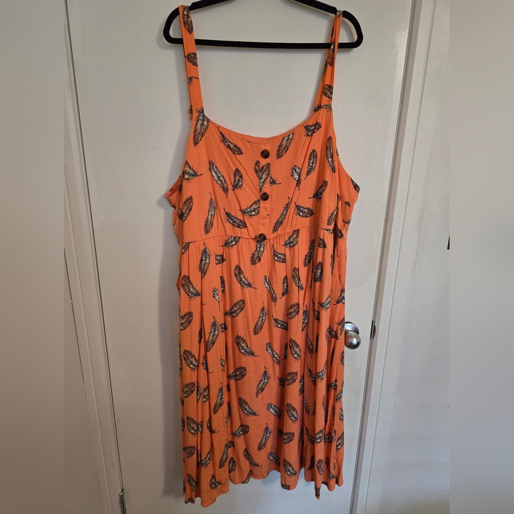 Torrid Peach Feather-Print Maxi Dress 5x
